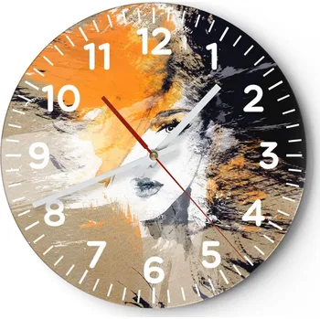 Hodiny Nástěnné hodiny do obýváku 40x40 Abstrakce Kulatý Skleněné hodiny Loft Tiché