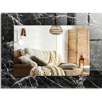 Zrcadlo Designové nástěnné zrcadlo s potiskem a skleněným rámem Černý mramor 80x60
