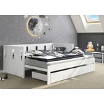 Rozkládací postel BONDI bílá s úložným prostorem, masiv borovice