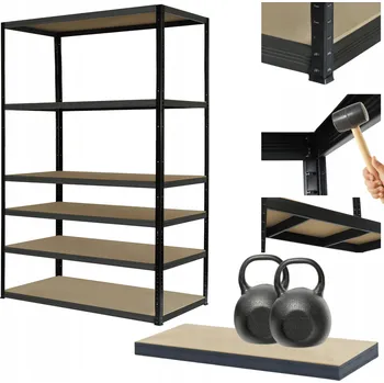 Dílenský regál Kovový regál PREMIUM BLACK stojan HELIOS 213x100x30cm 6 polic x 275kg nosnost 300 TISÍC ZÁRUKA