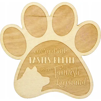 Obraz Finské laponské gravírované podložky pod hrnek se psem, 4 kusy, jméno psa