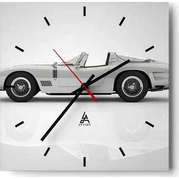 Hodiny Velké nástěnné hodiny na zeď 40x40 Motorismus Skleněné hodiny Tiché
