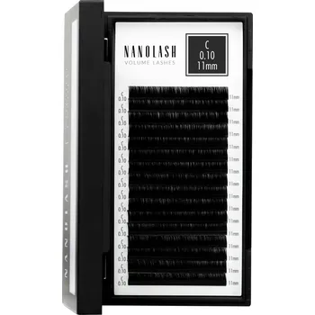 Umělé řasy Umělé řasy pro prodlužování Nanolash - 0.10 zakřivení C 11mm 16 proužků