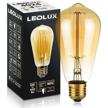 Žárovka LED žárovka filament E27 6W 650 lm teplá bílá průhledná LEDLUX
