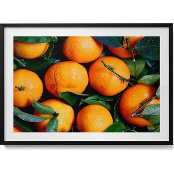 Obraz Nástěnný obraz v černém rámu do obýváku, kuchyně – Ovoce, pomeranče, 100x70 cm
