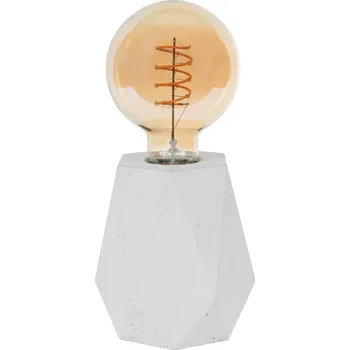 Lampička NOČNÍ LAMPA STOLNÍ BETONOVÁ DIAMANT SVĚTLE ŠEDÁ E27