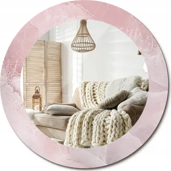 Zrcadlo Stylové kulaté zrcadlo na zeď s potiskem Růžový kámen průměr 60 cm