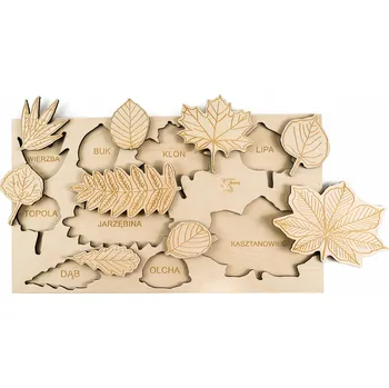 Dřevěná hračka Listy, druhy stromů, omalovánka, dřevěné listy
