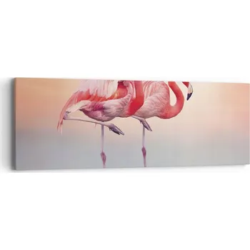 Obraz Obraz na plátně do obývacího pokoje ložnice 90x30 plameňáci foto obrazy na zeď