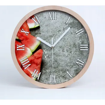 Hodiny Dřevěné nástěnné hodiny - meloun, průměr 25 cm