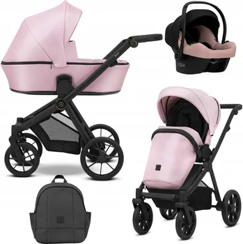 Kočárek Kunert Brav Dětský kočárek 3v1 Luxusní Eko kůže Růžový