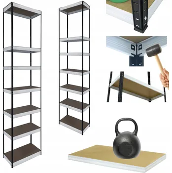 Dílenský regál Kovový regál do skladu HELIOS 270x35x35cm 7 polic x 175kg VYSOKÝ A PEVNÝ