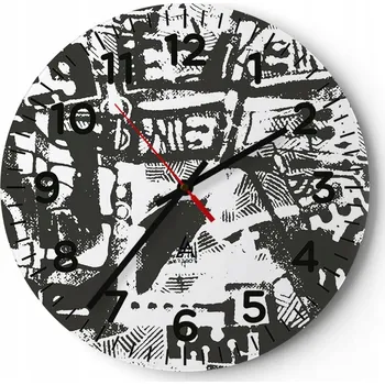 Hodiny Kuchyňské nástěnné hodiny 30x30 Abstrakce Moderní skleněné hodiny Tiché