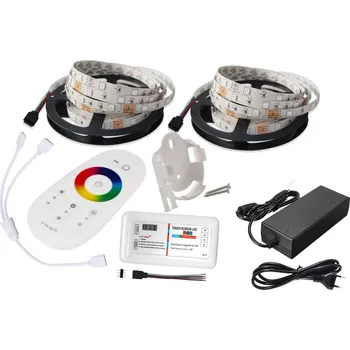 LED osvětlení Sada LED pásku 5050 RGB, bílá barva, RF dálkový ovladač, 10 m