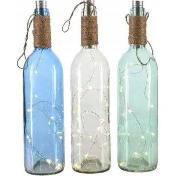 Láhev Skleněná láhev s LED světýlky, barevná bílá