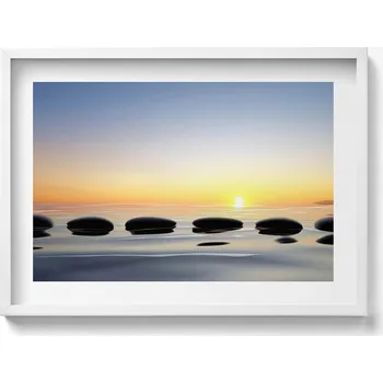 Obraz Nástěnný obraz v rámu Kameny na vodě při východu slunce - zen 70x50 cm