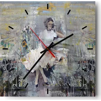 Hodiny Nástěnné hodiny do kuchyně 30x30 Žena Stylové hodiny na skle Loft Tiché