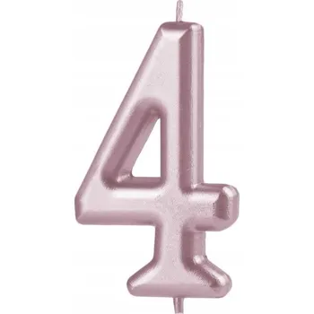 Dortová svíčka NAROZENINOVÁ SVÍČKA ČÍSLICE 4 RŮŽOVÉ ZLATO 10 cm