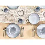 Sada 4 talířů světle modrá kamenina kaolinová reaktivní glazura ruční výroba kuchyně jídelna Beliani