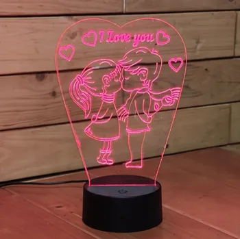 Lampička LED Lampa Zamilovaný Pár Dálkový Ovladač Jméno s Věnováním