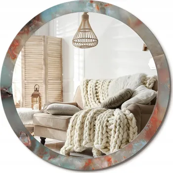 Zrcadlo Ozdobné zrcadlo s potiskem v moderním stylu Onyxové mramory průměr 100 cm