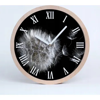 Hodiny Velké dřevěné tiché nástěnné hodiny pampeliška průměr 30 cm