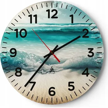 Hodiny Nástěnné hodiny do obýváku 40x40 Pláž Kulatý Skleněné hodiny Loft Tiché