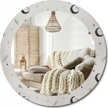 Zrcadlo Zrcadlo s potiskem do koupelny, kuchyně, předsíně, Ø 70 cm, Doodle rostliny