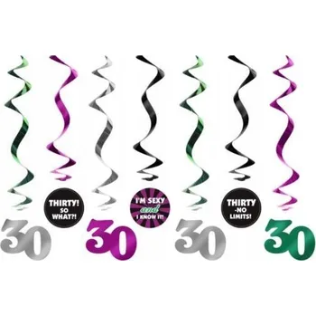 Party dekorace Spirály k 30. narozeninám, 60 cm