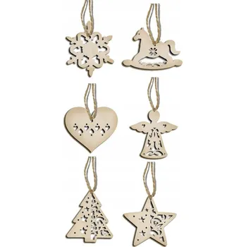 Vánoční dekorace Dřevěné ozdoby mix Vánoční baňky na stromeček na stromeček 36 Ks
