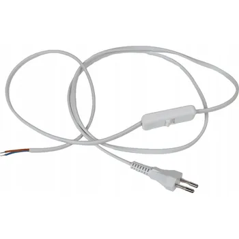 elektrický kabel Kabel s plochou zástrčkou a vypínačem 2x0,50 mm, 1,5 m, bílý