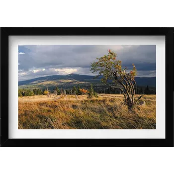 Obraz Nástěnný dekorativní foto obraz v černém rámu Krkonoše na podzim 30x20 cm