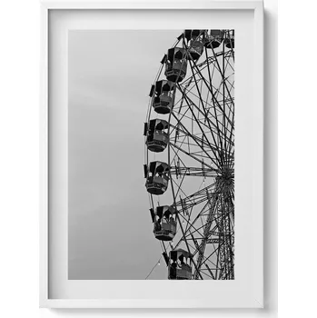 Obraz Dekorativní obraz v rámu do obýváku Mlýnské kolo v černé a bílé 50x70 cm