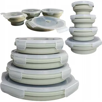 Dóza na potraviny Skládací silikonové dózy na potraviny Různé velikosti kulaté sada 4ks