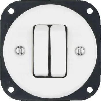 vypínač Keramický dvojitý vypínač pod omítku, bílý