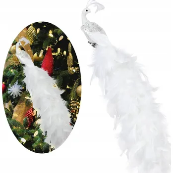 Obraz PTÁČEK PÁVA NA VÁNOČNÍ STROMEK SVÁTEČNÍ DEKORACE 2 KS