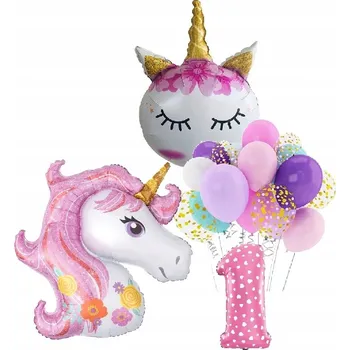 Balónek BALÓNKY sada 1. narozeniny ROCEK JEDNOROŽEC UNICORN