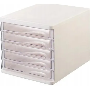 Úložný box Organizér na stůl Helit A4 5 zásuvek , bílý