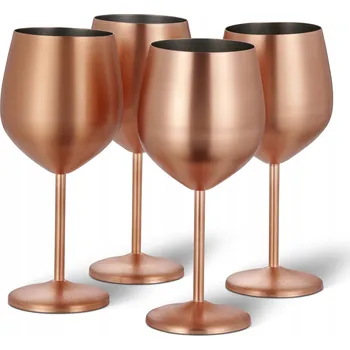Sklenice Ocelové skleničky růžové zlato 4 x velké skleničky na víno v barvě růžového zlata