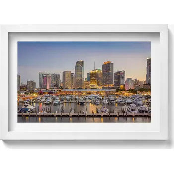 Obraz Dekorativní obraz v bílém rámu do obýváku Panorama velkoměsta 30x20 cm