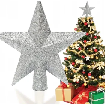 Vánoční dekorace HVĚZDA NA ŠPIČKU VÁNOČNÍHO STROMEČKU ČERVENÁ NEKŘEHKÁ OZDOBA