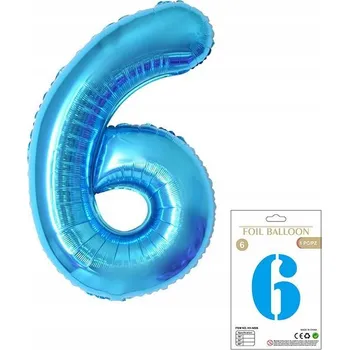 Balónek OBROVSKÝ FÓLIOVÝ BALÓN ČÍSLICE ŠEST 6 MODRÝ BALÓNKY NAROZENINY 100 CM XXL!