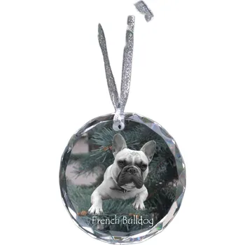 Obraz Francouzský buldoček - křišťálová vánoční koule s fotografií, fotografie psa v křišťálu,