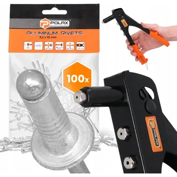 Nýt RUČNÍ Nýtovačka 2,4-4,8 mm + 100x TRHACÍCH Nýtů 3,2x10 Hliníkové Pozink N 9T