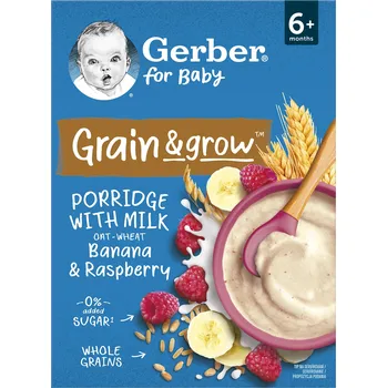 Dětská výživa Mléčná kaše Gerber pšenično-ovesná banán malina 200 g od 6 měsíců