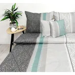 Povlečení saténové bavlny PREMIUM 160x200 Proužky šedá máta