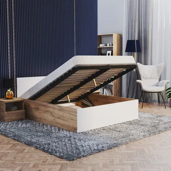 Postel Jednolůžková postel imitace dřeva AJKmeble 120x200 cm dub craft