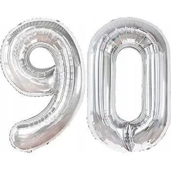 Balónek OBROVSKÝ STŘÍBRNÝ BALÓN ČÍSLICE 90 STŘÍBRNÉ BALÓNKY NAROZENINY 100 CM XXL HELIUM!