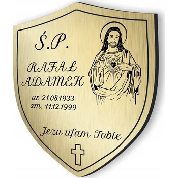 Obraz NÁHROBNÍ DESKA NA HROB HROBKA KŘÍŽ hliník 32 x 21 cm