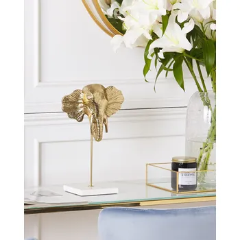 Bytová dekorace zlatá hliníková ve tvaru slona ozdoba na stůl moderní industriální design Beliani